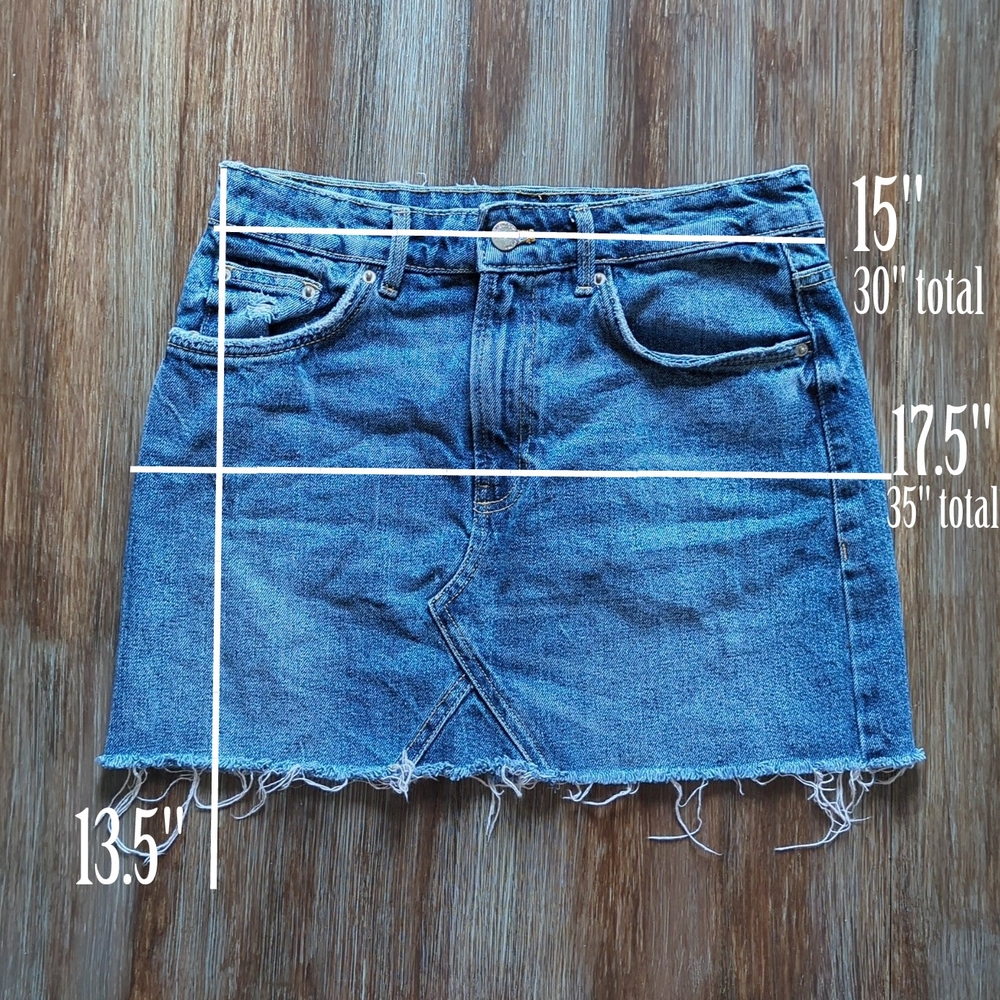 Zara | Distressed Blue Denim Skirt - Picture 3 of 8